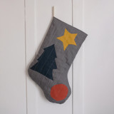 Charcoal Quilted Stocking with Multi-Color Appliqué Details No.1 Stockings