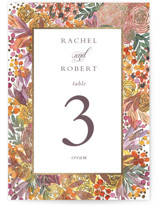 Autumn flowers Foil-Pressed Table Numbers
