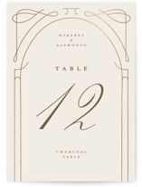 Simple Art Nouveau Foil-Pressed Table Numbers