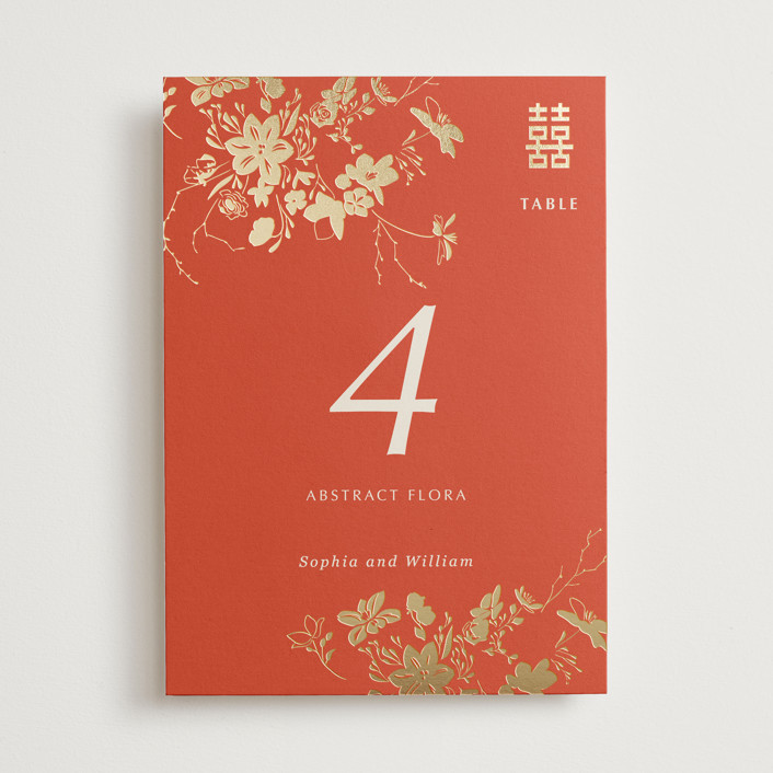 Abstract Flora FoilPressed Table Numbers by Stellax Creative Minted
