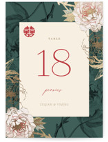 Auspicious Peonies Foil-Pressed Table Numbers