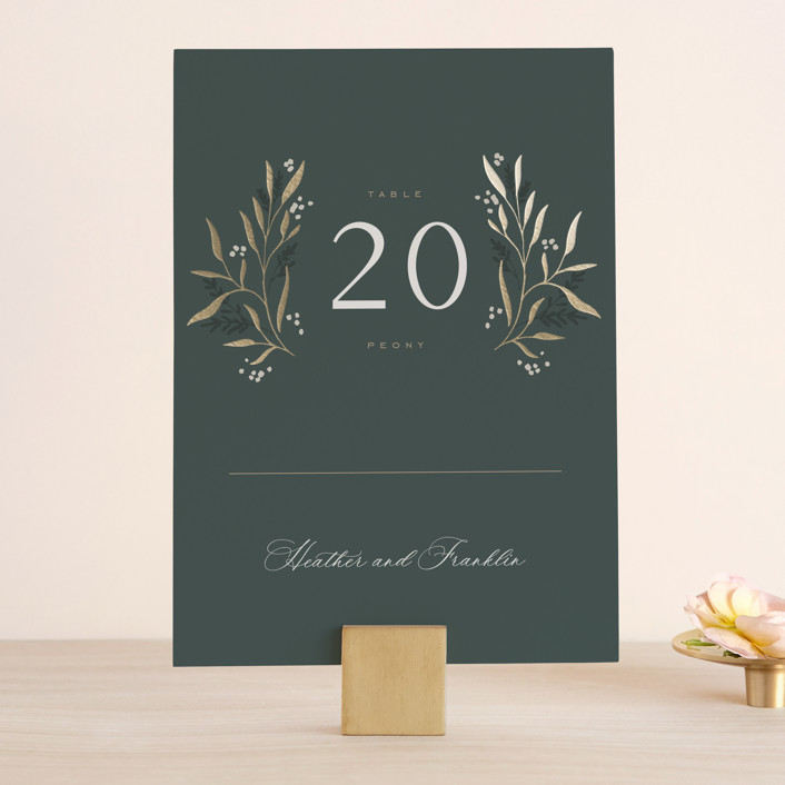 Gilded Foil-Pressed Table Numbers by Leah Bisch | Minted
