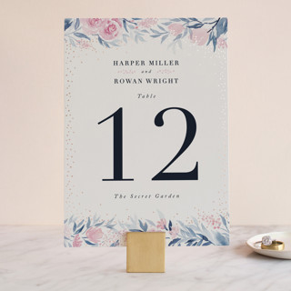 Monogrammed watercolor floral Foil-Pressed Table Numbers
