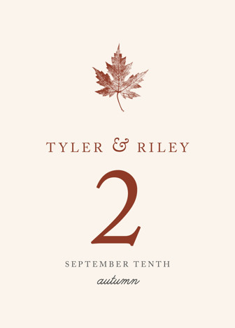 Leaf Print Table Numbers by Katharine Watson | Minted
