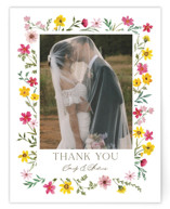 Wildflower wreath Wedding Thank You Cards