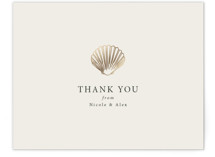 Simple Seashell Foil-Pressed Wedding Thank You Cards