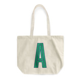 Custom Canvas Tote - Navy Green Single Initial Tote Bag
