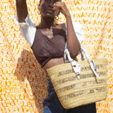 Ayine Bag Small with White/light blue/Brown lining Tote Bag