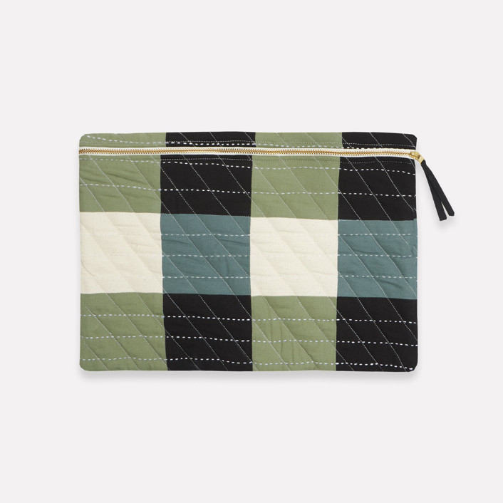 Medium Checkered Laptop Case - Sage Tote Bag by Anchal | Minted