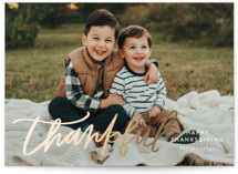 Lettered Thankful Foil-Pressed Thanksgiving Cards