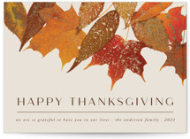 Gilded Autumn Leaves Foil-Pressed Thanksgiving Cards