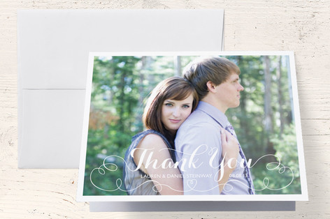 Cursive Line Folded Wedding Thank You Cards