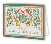 Whimsical Hand Illustrated Crest Folded Wedding Thank You Cards