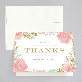 Floral Vignette Folded Wedding Thank You Cards