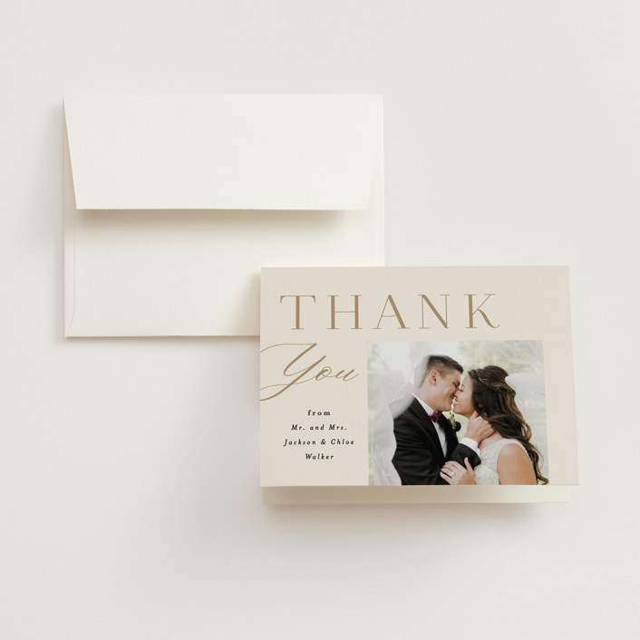 Left Stack Folded Wedding Thank You Cards by Alethea and Ruth Minted