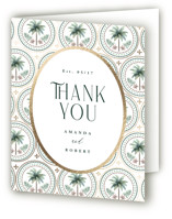 Vintage Palms Foil-Pressed Folded Wedding Thank You Cards