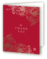 Double Peony Foil-Pressed Folded Wedding Thank You Cards