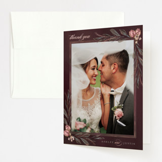 Verdigris Foil-Pressed Folded Wedding Thank You Cards