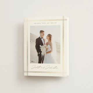 Classic Line Frame Foil-Pressed Folded Wedding Thank You Cards