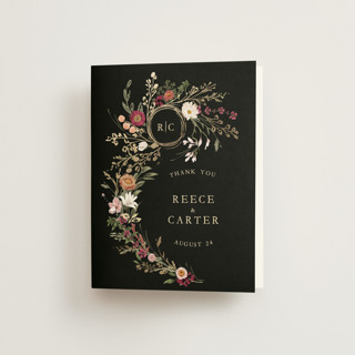 Monogrammed Floral Foil-Pressed Folded Wedding Thank You Cards