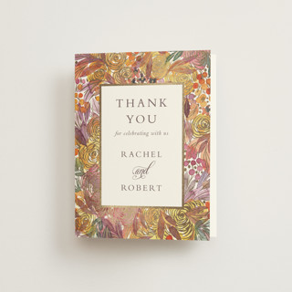 Autumn flowers Foil-Pressed Folded Wedding Thank You Cards