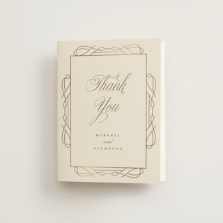 Simple Art Nouveau Foil-Pressed Folded Wedding Thank You Cards