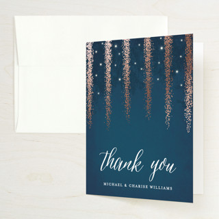Strands Of Lights Foil-Pressed Folded Wedding Thank You Cards