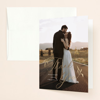 Gilded Foil-Pressed Folded Wedding Thank You Cards