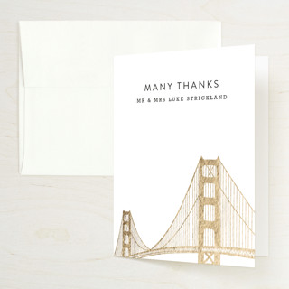 Golden Gate Bridge Foil-Pressed Folded Wedding Thank You Cards