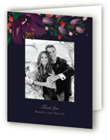 Moody Floral Foil-Pressed Folded Wedding Thank You Cards