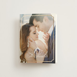 Monogram in Leaves Foil-Pressed Folded Wedding Thank You Cards