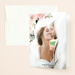 Petal Surround Foil-Pressed Folded Wedding Thank You Cards
