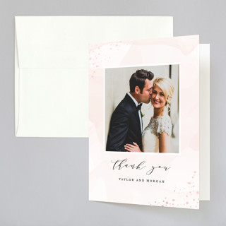 Formal Watercolor Foil-Pressed Folded Wedding Thank You Cards