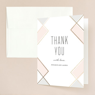 Soft Glass Foil-Pressed Folded Wedding Thank You Cards