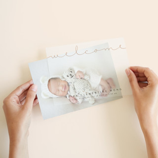 Delicate Welcome Vellum Overlay Birth Announcements