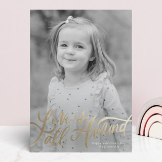 Hand Letter Love is All Around Foil-Pressed Valentine's Day Cards
