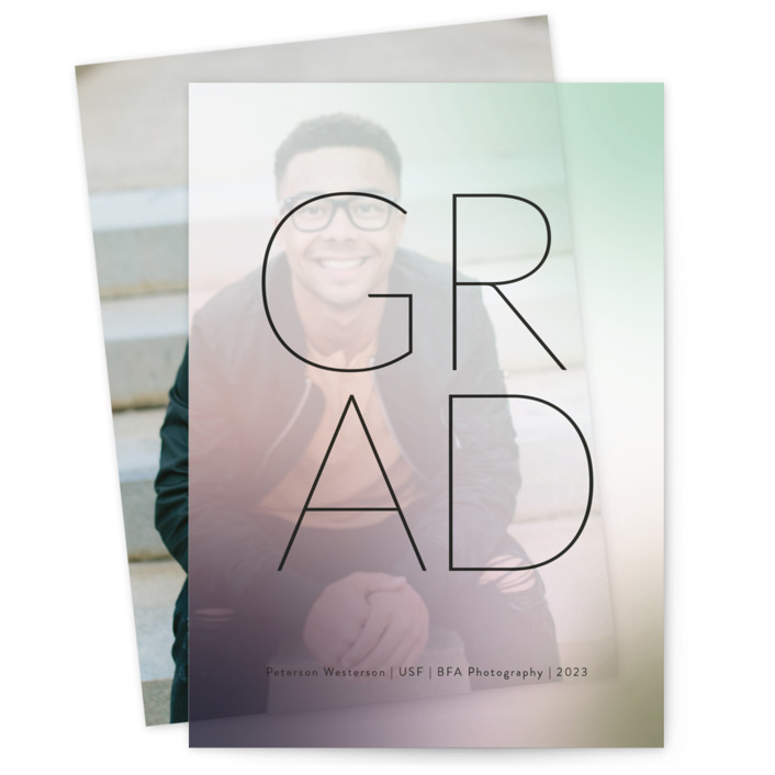 Simple Hint Vellum Overlay Graduation Announcements by Simona Camp Minted