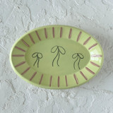Light Green Bow Oval Trinket Dish Vanity Trays and Dishes