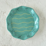 Jade Green Bow Ruffle Trinket Dish Vanity Trays and Dishes