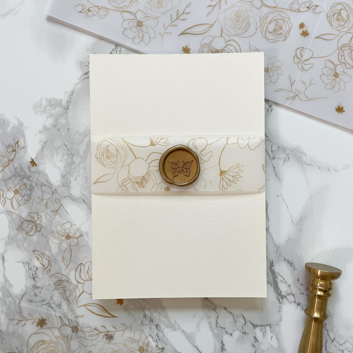 Faux Gold Floral Vellum Belly Band (25 Pack) Belly Bands by