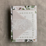 Labelle floral white vellum belly band for 5x7 card style A | pack of 10 Belly Bands