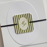 Customizable Monogram Stripe Bellyband Tags with Ribbon for 5 x 7 Invitation | Pack of 25 Belly Bands