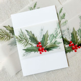 Holly Pine Sprigs Vellum Belly Bands | Set of 25 Belly Bands