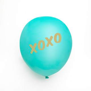 XOXO Latex Balloon, Robin's Egg and Gold, set of 3 Balloons