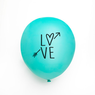 Love Latex Balloon, Robin's Egg and Black, set of 3 Balloons