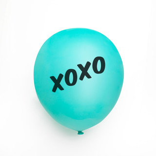 XOXO Latex Balloon, Robin's Egg and Black, set of 3 Balloons