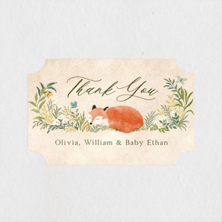 Sleeping Fox Baby Shower Stickers