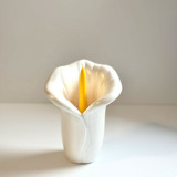 White Calla Lily Candle Holder With Yellow Taper Candle Holders