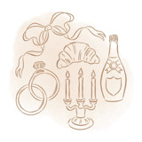 Custom Wedding and Event Line Icons, Set of 5 Commissioned Design Element