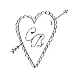 Custom Initials Vintage Heart Crest Commissioned Design Element